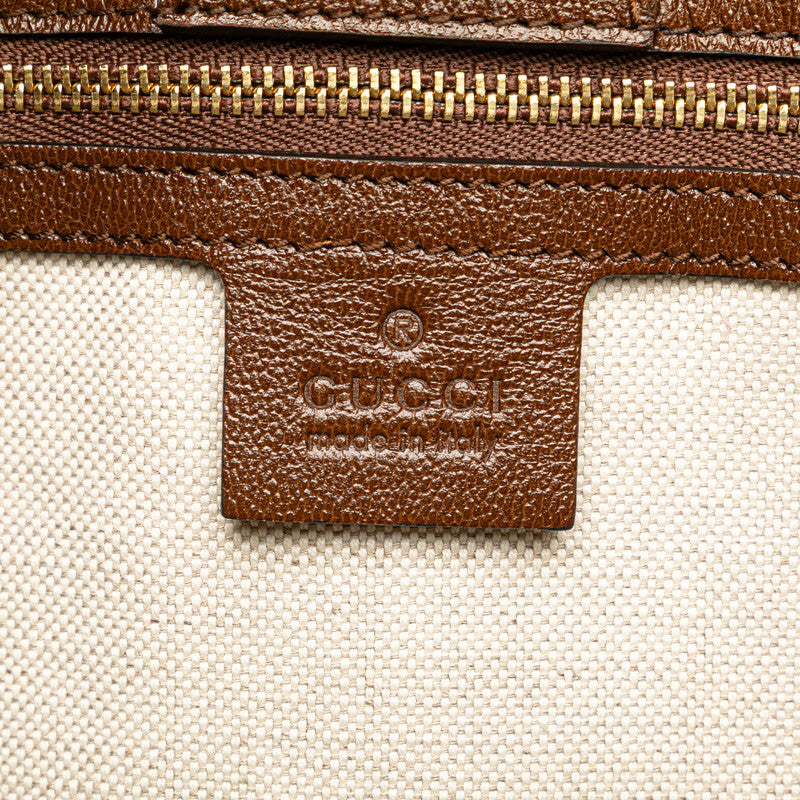 グッチ GGキャンバス ホースビット トートバッグ ショルダーバッグ 623694 ベージュ ブラウン キャンバス レザー レディース GUCCI 【中古】