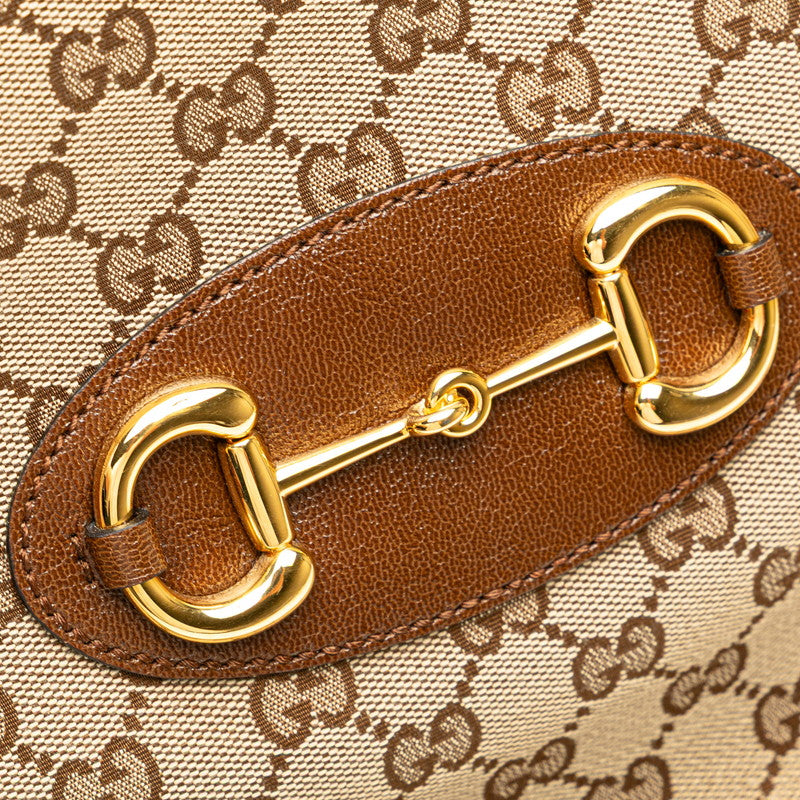 グッチ GGキャンバス ホースビット トートバッグ ショルダーバッグ 623694 ベージュ ブラウン キャンバス レザー レディース GUCCI 【中古】
