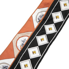 エルメス ツイリー Colliers et Chiens コリエ・エ・シアン スカーフ ブラック ブラウン シルク レザー レディース HERMES 【中古】