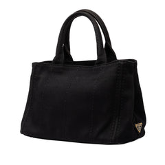 プラダ 三角ロゴプレート CANAPA カナパSS ハンドバッグ ショルダーバッグ 2WAY ブラック キャンバス レディース PRADA 中古