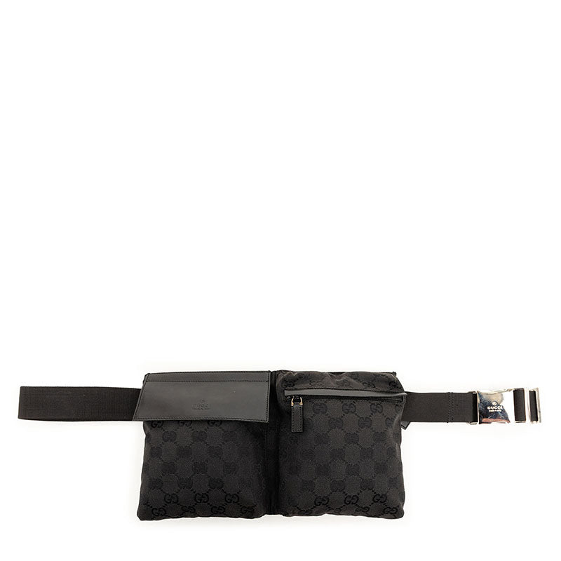 グッチ GGキャンバス ボディバッグ ウエストバッグ 28566 ブラック キャンバス レザー レディース GUCCI 【中古】