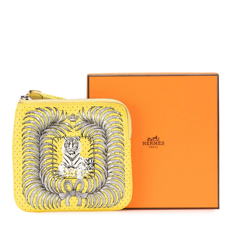 エルメス カレ ポケット Tigre Royal Bandana 王者の虎 ポーチ イエロー マルチカラー スイフト レディース HERMES 【中古】