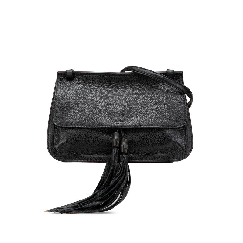 グッチ タッセル 斜め掛け ショルダーバッグ 370826 ブラック レザー レディース GUCCI 【中古】