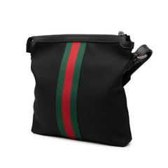 グッチ シェリーライン 斜め掛け ショルダーバッグ 387111 ブラック キャンバス レザー レディース GUCCI 【中古】