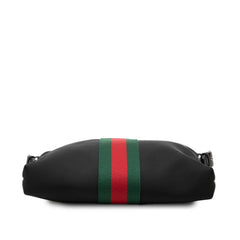グッチ シェリーライン 斜め掛け ショルダーバッグ 387111 ブラック キャンバス レザー レディース GUCCI 【中古】