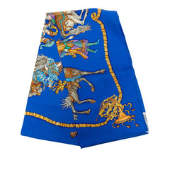 エルメス カレ90 LES FETES DU ROI SOLEIL 太陽王の祝典 スカーフ ブルー マルチカラー シルク レディース HERMES 中古