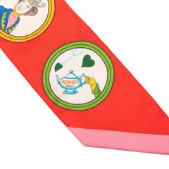 エルメス ツイリー ティータイム Tea Time スカーフ レッド マルチカラー シルク レディース HERMES 【中古】