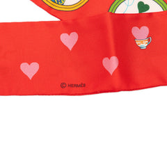 エルメス ツイリー ティータイム Tea Time スカーフ レッド マルチカラー シルク レディース HERMES 【中古】