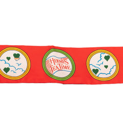 エルメス ツイリー ティータイム Tea Time スカーフ レッド マルチカラー シルク レディース HERMES 【中古】