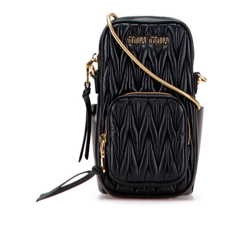 ミュウミュウ マテラッセ ショルダーバッグ 5BP066 ブラック レザー レディース MIUMIU 【中古】