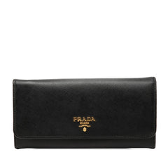 プラダ 二つ折り 長財布 1MH132 ネロ ブラック サフィアーノレザー レディース PRADA 【中古】