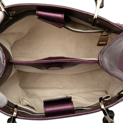 グッチ バンブー ショッパー スモール ハンドバッグ ショルダーバッグ 2WAY 336032 パープル レザー レディース GUCCI 【中古】