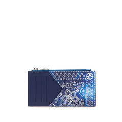 ルイ ヴィトン モノグラム バンダナ コインケース フラグメントケース M81432 ブルー ネイビー PVC レザー メンズ LOUIS VUITTON 【中古】