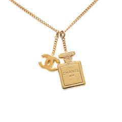 シャネル ココマーク 香水 ボトル モチーフ ネックレス 02A ゴールド メッキ レディース CHANEL 中古