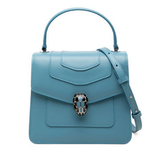 ブルガリ セルペンティ フォーエバー ハンドバッグ チェーン ショルダーバッグ 2WAY ブルー レザー レディース BVLGARI 中古