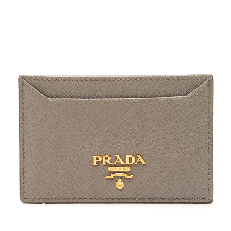 プラダ サフィアーノ ロゴ カードケース パスケース 1MC208 グレー レザー レディース PRADA 【中古】