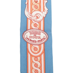 エルメス ツイリー BRIDE DE COUR 法廷の勒 スカーフ ブルー系 ピンク系 シルク レディース HERMES 【中古】