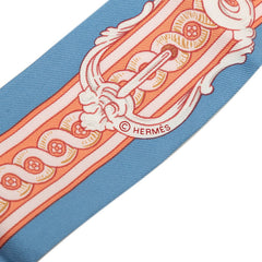 エルメス ツイリー BRIDE DE COUR 法廷の勒 スカーフ ブルー系 ピンク系 シルク レディース HERMES 【中古】