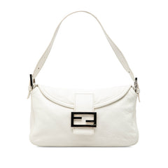 フェンディ マンマ バゲット FFロゴ フラップ ワンショルダーバッグ ホワイト レザー レディース FENDI 【中古】