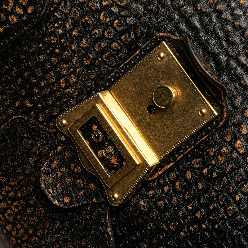 グッチ ハンドバッグ ボストンバッグ 303891 ブラック オレンジ レザー レディース GUCCI 【中古】