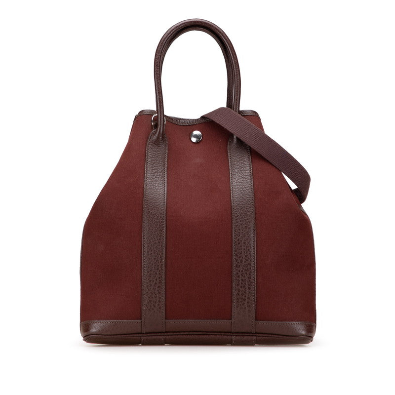 エルメス ガーデンファイルPM ハンドバッグ ショルダーバッグ 2WAY ブラウン系 トワルオフィシエ レザー レディース HERMES 【中古】