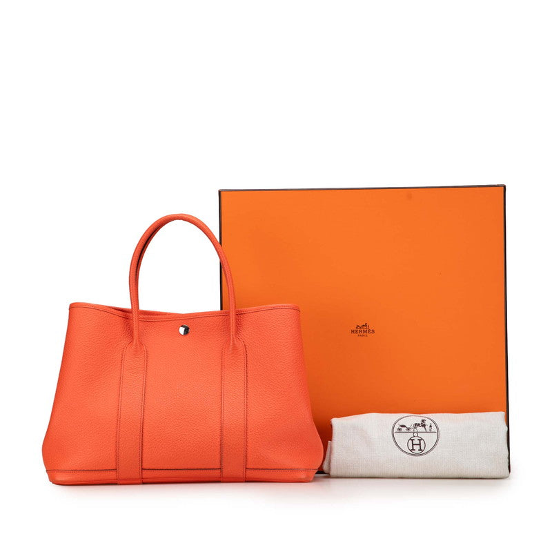 エルメス ガーデンパーティPM ハンドバッグ トートバッグ オレンジ ネゴンダ レディース HERMES 【中古】