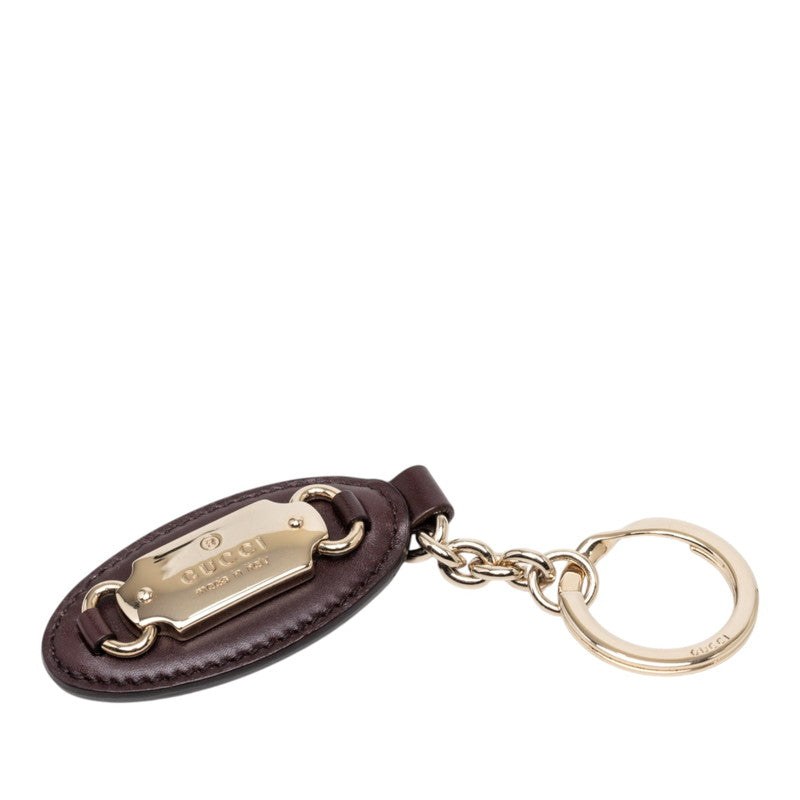 グッチ グッチシマ キーホルダー バッグチャーム ブラウン ゴールド レザー メッキ レディース GUCCI 【中古】