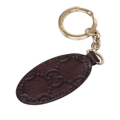 グッチ グッチシマ キーホルダー バッグチャーム ブラウン ゴールド レザー メッキ レディース GUCCI 【中古】