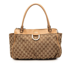 グッチ GGキャンバス トートバッグ ハンドバッグ ショルダーバッグ 189831 ブラウン キャンバス レザー レディース GUCCI 【中古】