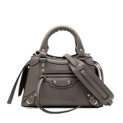 バレンシアガ ネオクラシック シティ ミニ ハンドバッグ ショルダーバッグ 2WAY グレー レザー レディース BALENCIAGA 【中古】