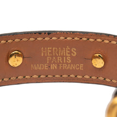 エルメス シェーヌダンクル バングル グリーン ゴールド レザー メッキ レディース HERMES 【中古】