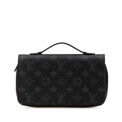 ルイ ヴィトン モノグラム エクリプス ジッピー XL ラウンドファスナー 長財布 M61698 ブラック PVC レザー レディース LOUIS VUITTON 【中古】