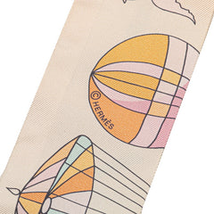 エルメス ツイリー LES FOLIES DU CIEL 大空の狂気 スカーフ オレンジ ベージュ マルチカラー シルク レディース HERMES 【中古】