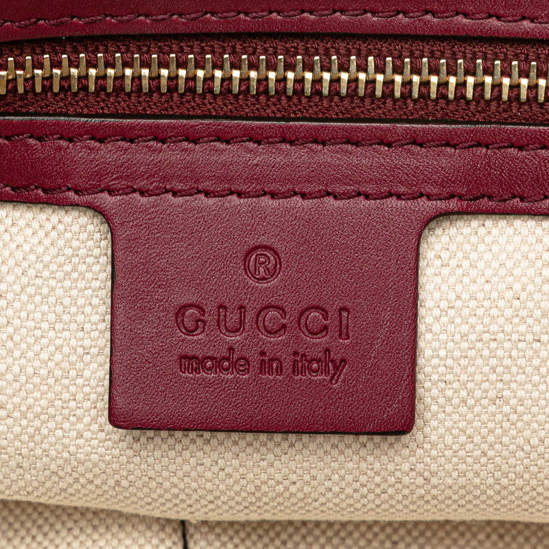 グッチ GGキャンバス リボン トートバッグ 257062 ベージュ ワインレッド キャンバス レザー レディース GUCCI 【中古】