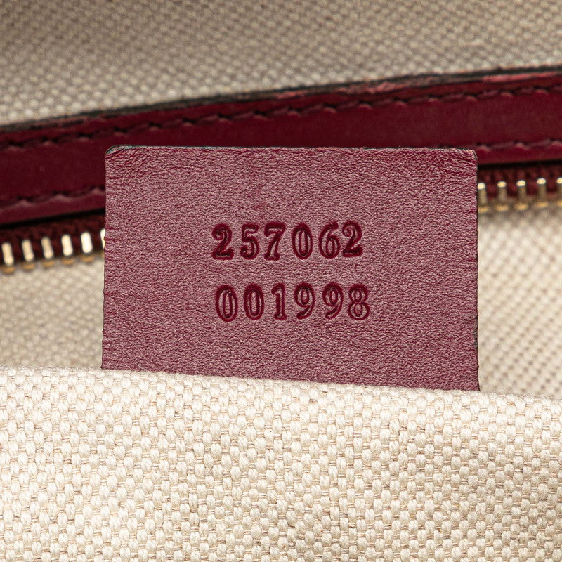 グッチ GGキャンバス リボン トートバッグ 257062 ベージュ ワインレッド キャンバス レザー レディース GUCCI 【中古】