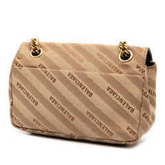 バレンシアガ BBロゴ チェーン ショルダーバッグ ハンドバッグ 516919 ベージュ ブラウン キャンバス レザー レディース BALENCIAGA 【中古】