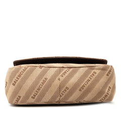 バレンシアガ BBロゴ チェーン ショルダーバッグ ハンドバッグ 516919 ベージュ ブラウン キャンバス レザー レディース BALENCIAGA 【中古】