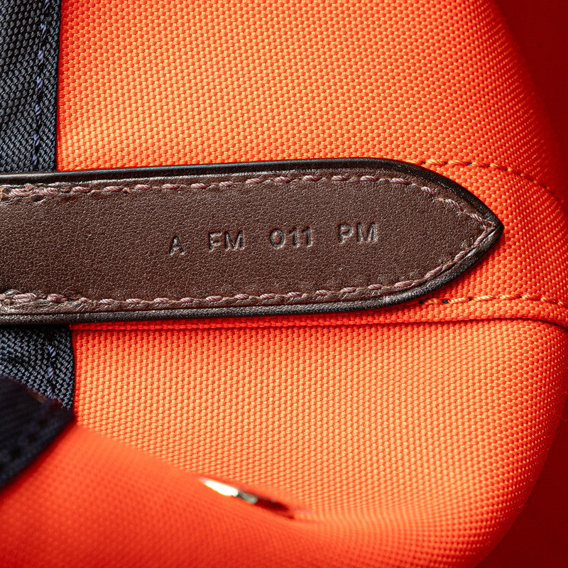 エルメス サックドパンサージュ グルーム ハンドバッグ ショルダーバッグ 2WAY ネイビー ブラウン キャンバス レディース HERMES 【中古】