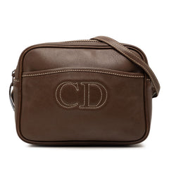 ディオール 斜め掛け ショルダーバッグ CDロゴ ブラウン レザー レディース Dior 【中古】