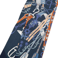 エルメス ツイリー 鞍職人の花束 BOUQUETS SELLIER スカーフ ネイビー マルチカラー シルク レディース HERMES 中古