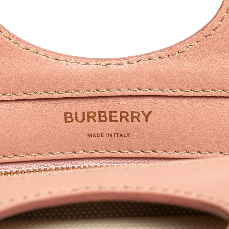 バーバリー ミニ ポケット バッグ 斜め掛け ショルダーバッグ ピンク ホワイト キャンバス レザー レディース BURBERRY 【中古】