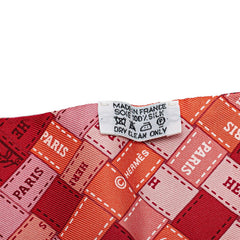 エルメス ツイリー BOLDUC AU CARRE ボルデュックチェック スカーフ レッド ピンク シルク レディース HERMES 【中古】