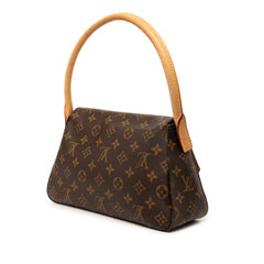 ルイ ヴィトン モノグラム ミニルーピング ショルダーバッグ ハンドバッグ M51147 ブラウン PVC レザー レディース LOUIS VUITTON 【中古】