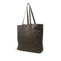 プラダ 三角ロゴプレート ビッグトート トートバッグ ショルダーバッグ チャコールグレー系 レザー レディース PRADA 中古