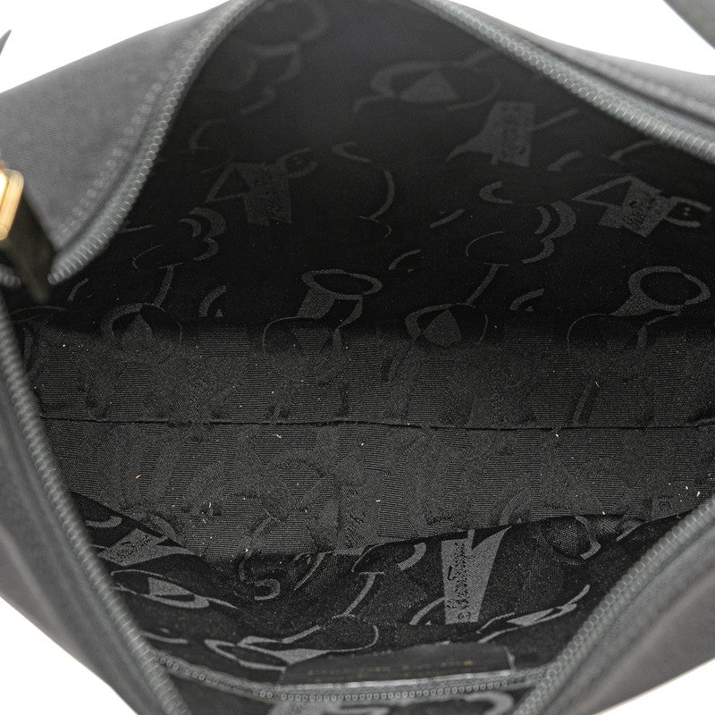 サルヴァトーレフェラガモ ハンドバッグ ブラック キャンバス レザー レディース Salvatore Ferragamo 【中古】