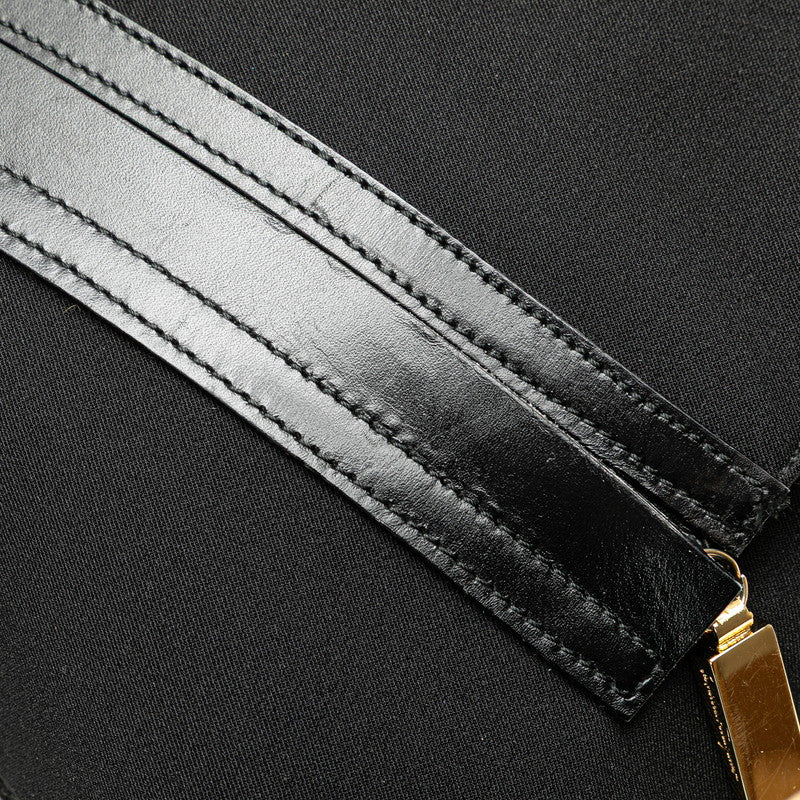 サルヴァトーレフェラガモ ハンドバッグ ブラック キャンバス レザー レディース Salvatore Ferragamo 【中古】