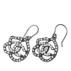 シャネル カメリア ココマーク ピアス 00A シルバー メタル ラインストーン レディース CHANEL 中古