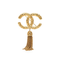 シャネル ヴィンテージ ココマーク ヨウガン 溶岩 フリンジ ブローチ ゴールド メッキ レディース CHANEL 【中古】