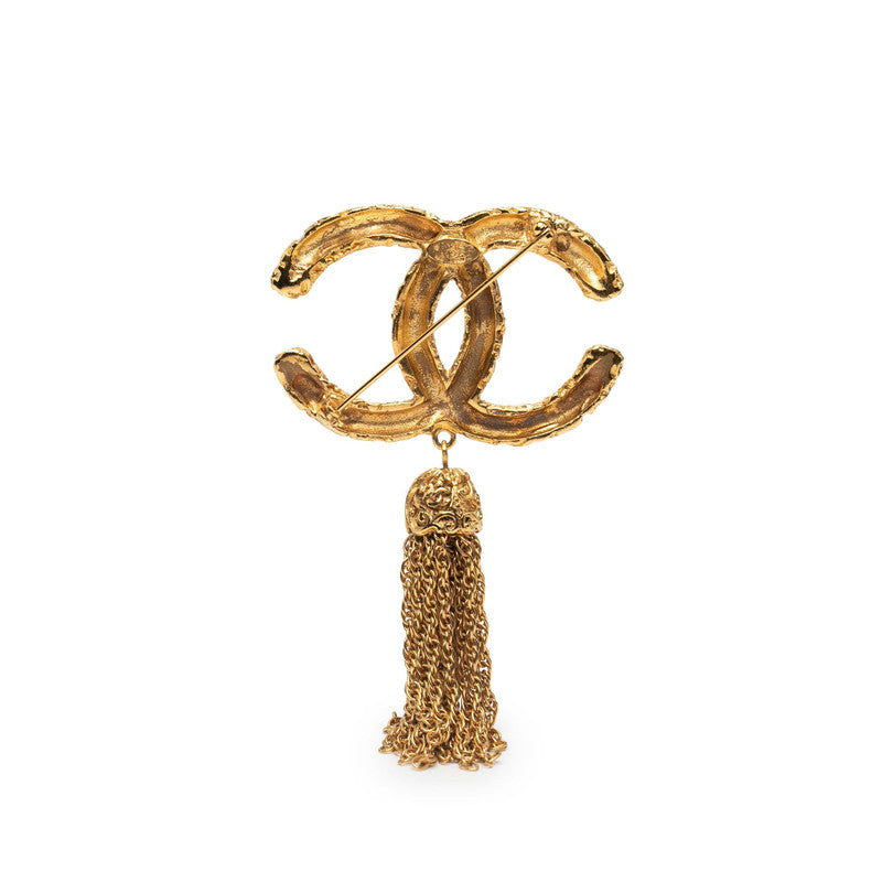 シャネル ヴィンテージ ココマーク ヨウガン 溶岩 フリンジ ブローチ ゴールド メッキ レディース CHANEL 【中古】