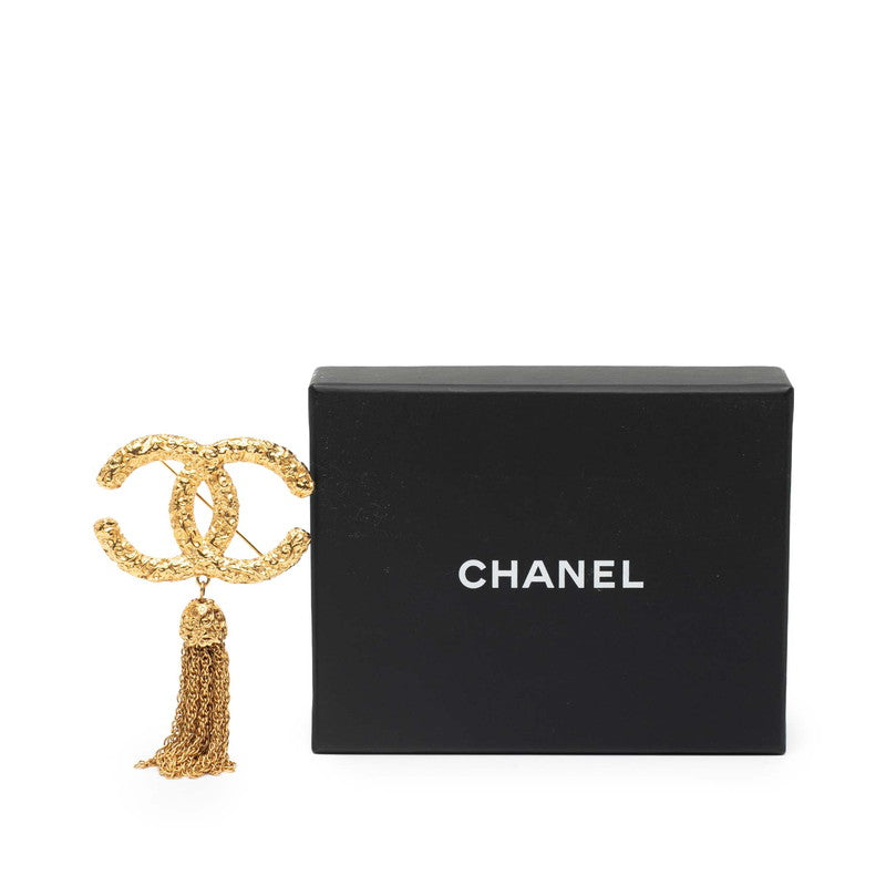 シャネル ヴィンテージ ココマーク ヨウガン 溶岩 フリンジ ブローチ ゴールド メッキ レディース CHANEL 【中古】